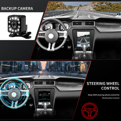 For Ford Mustang 2010-2014 Radio upgrade,9.7-inch QLED 8-Core CPU,touch screen Stereo,Wireless CarPlay & Android Auto,Free camera