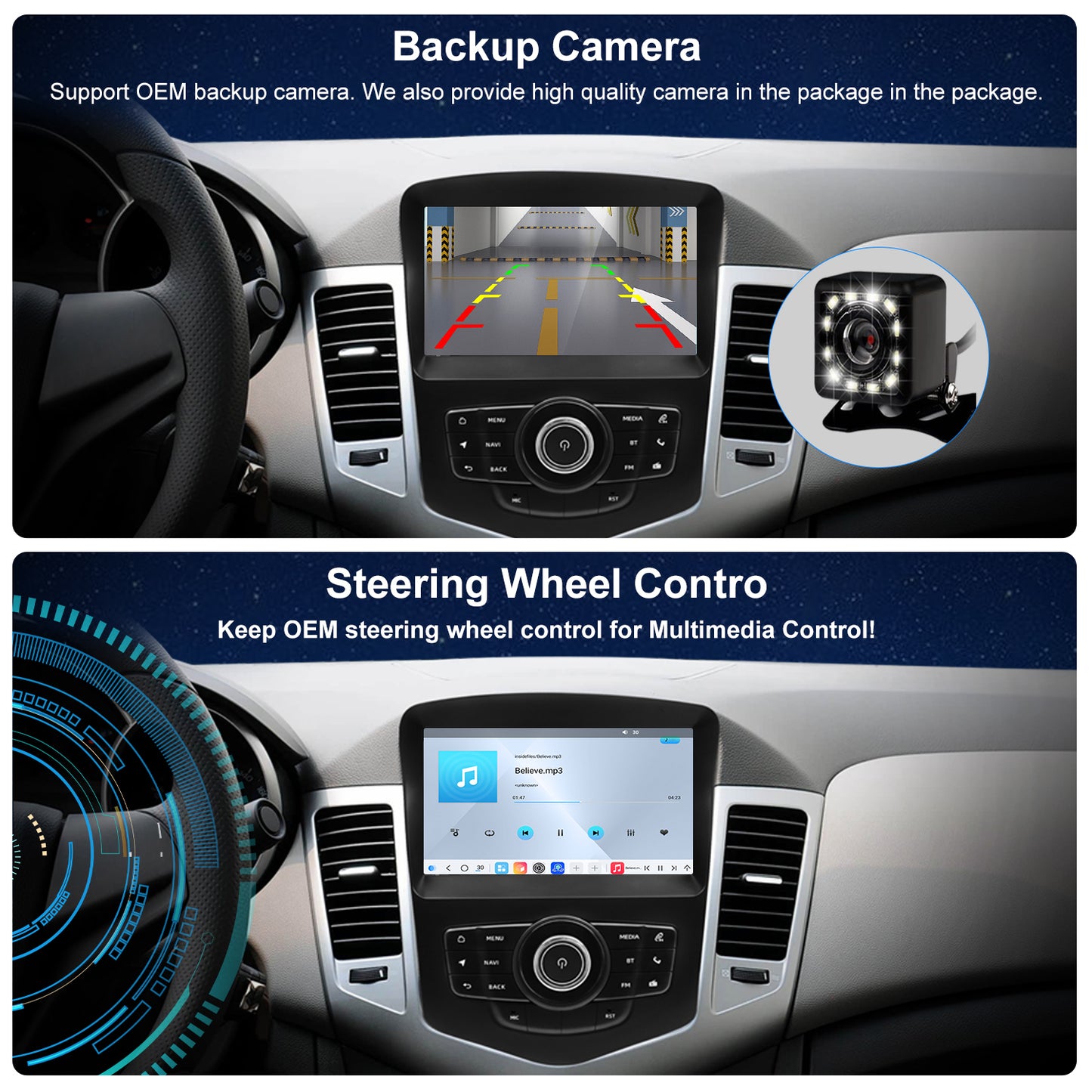 For Chevrolet Chevy Cruze 2009-2015 2016 limited Radio upgrade,10.4-inch QLED 8-Core CPU,touch screen Stereo,Wireless CarPlay & Android Auto,keep OEM Controls