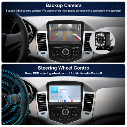 For Chevrolet Chevy Cruze 2009-2015 2016 limited Radio upgrade,10.4-inch QLED 8-Core CPU,touch screen Stereo,Wireless CarPlay & Android Auto,keep OEM Controls