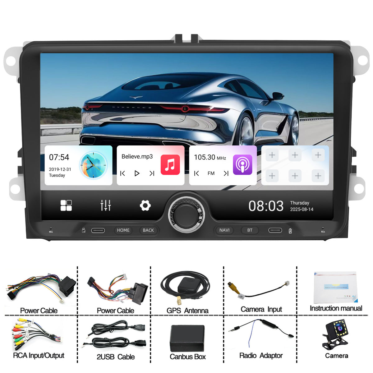 For Volkswagen Magotan 2007-2019 Radio Upgrade with Knob design, 9 inch QLED 8-Core CPU, touch screen Stereo,Wireless CarPlay & Android Auto, keep OEM Controls, Free backup camera