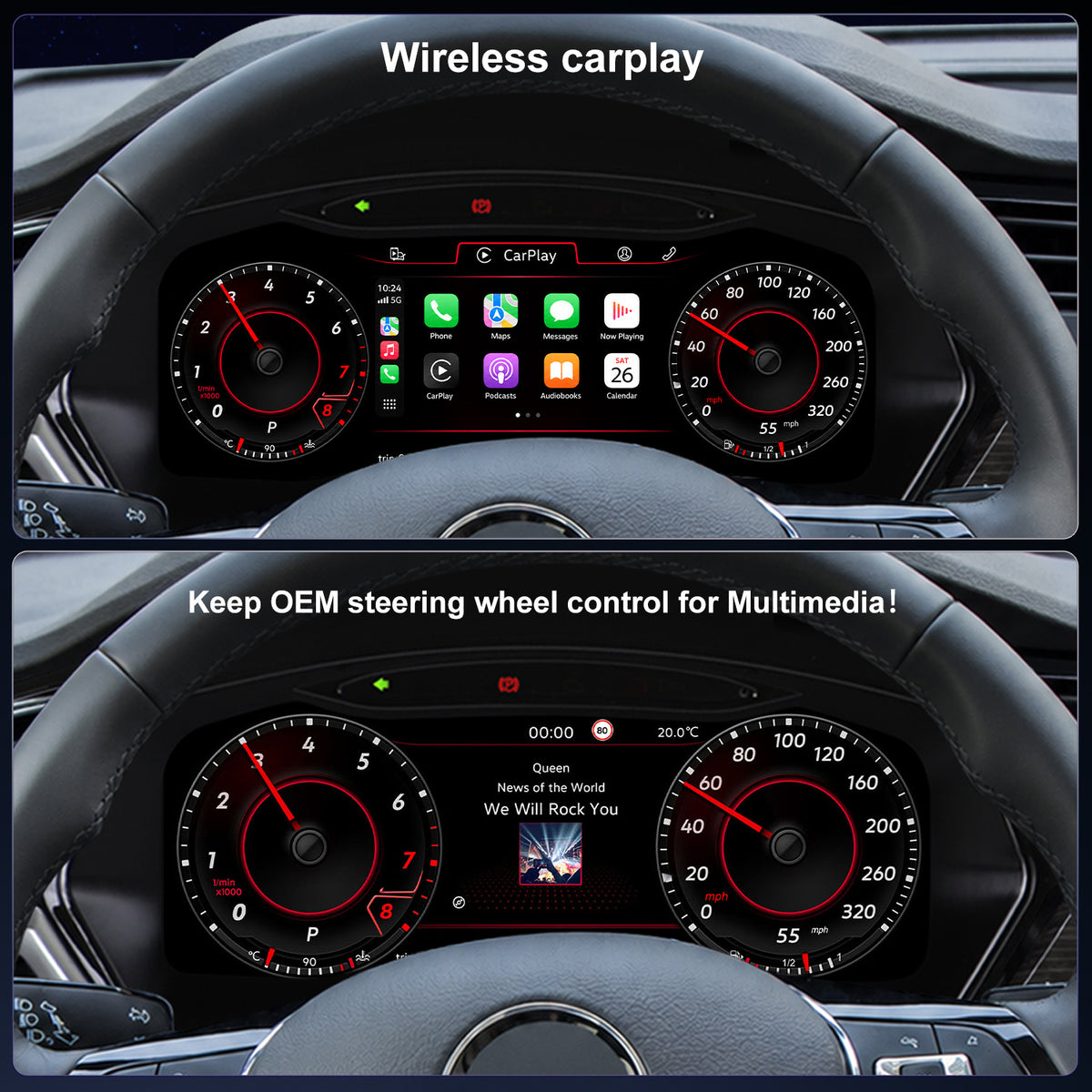 For Volkswagen Touran L 2016-2022 Digital Instrument Cluster, 12.3-inch QLED Screen, Multiple UI, Wireless CarPlay, Direct OEM Replacement