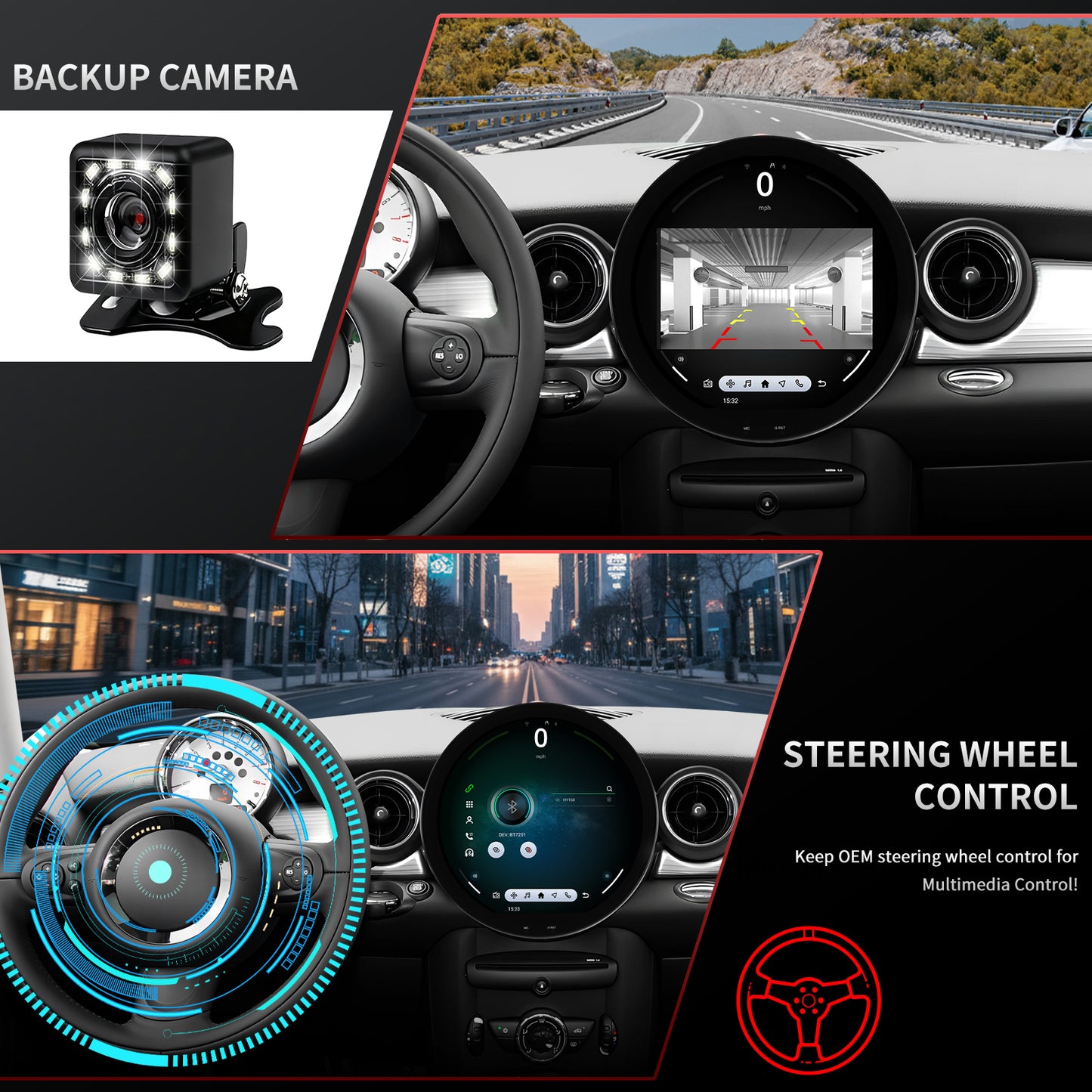 BMW MINI Radio upgrade 2007-2016 CarPlay Stereo Screen - Topdisplay 2007 2008 2009 2010 2011 2012 2013 2014 2015 2016 Replacement Headunit Apple Android Auto Accessories Pantalla Estéreo