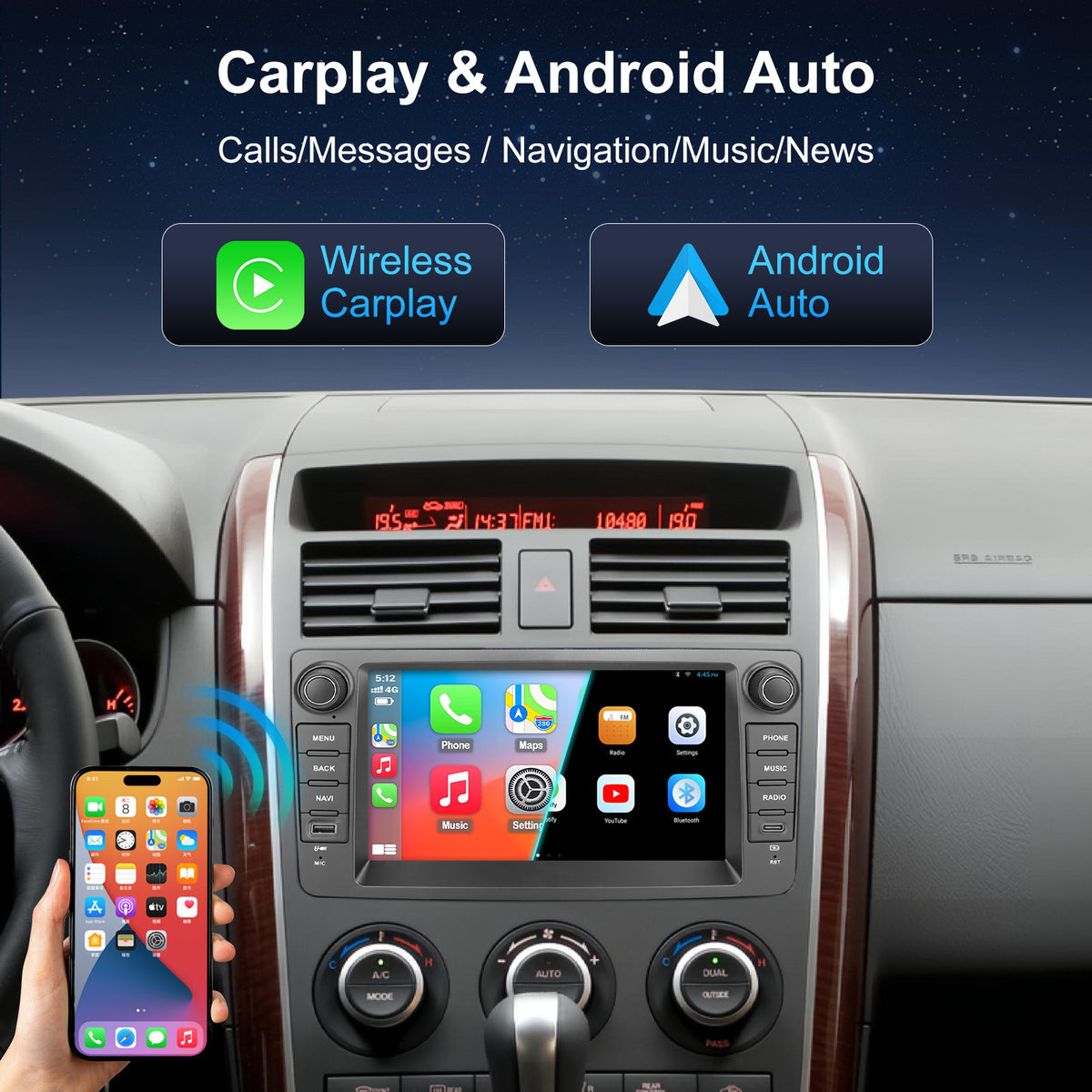 Mazda CX-9 2007-2015 8-inch QLED CarPlay Radio | Topdisplay 2007 2008 2009 2010 2011 2012 2013 2014 2015