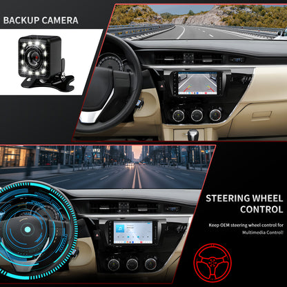 For Toyota Corolla 2014 2015 2016 Radio Upgrade, 9-inch QLED 8-Core CPU, Touch Screen Stereo,Wireless CarPlay & Android Auto,Free backup camera, keep OEM Controls