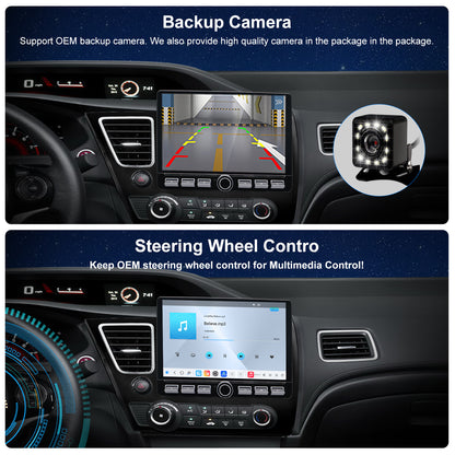 Honda Civic Radio upgrade 2013-2015 CarPlay Stereo Screen - Topdisplay 2013 2014 2015 Replacement Headunit Apple Android Auto Accessories Pantalla Estéreo