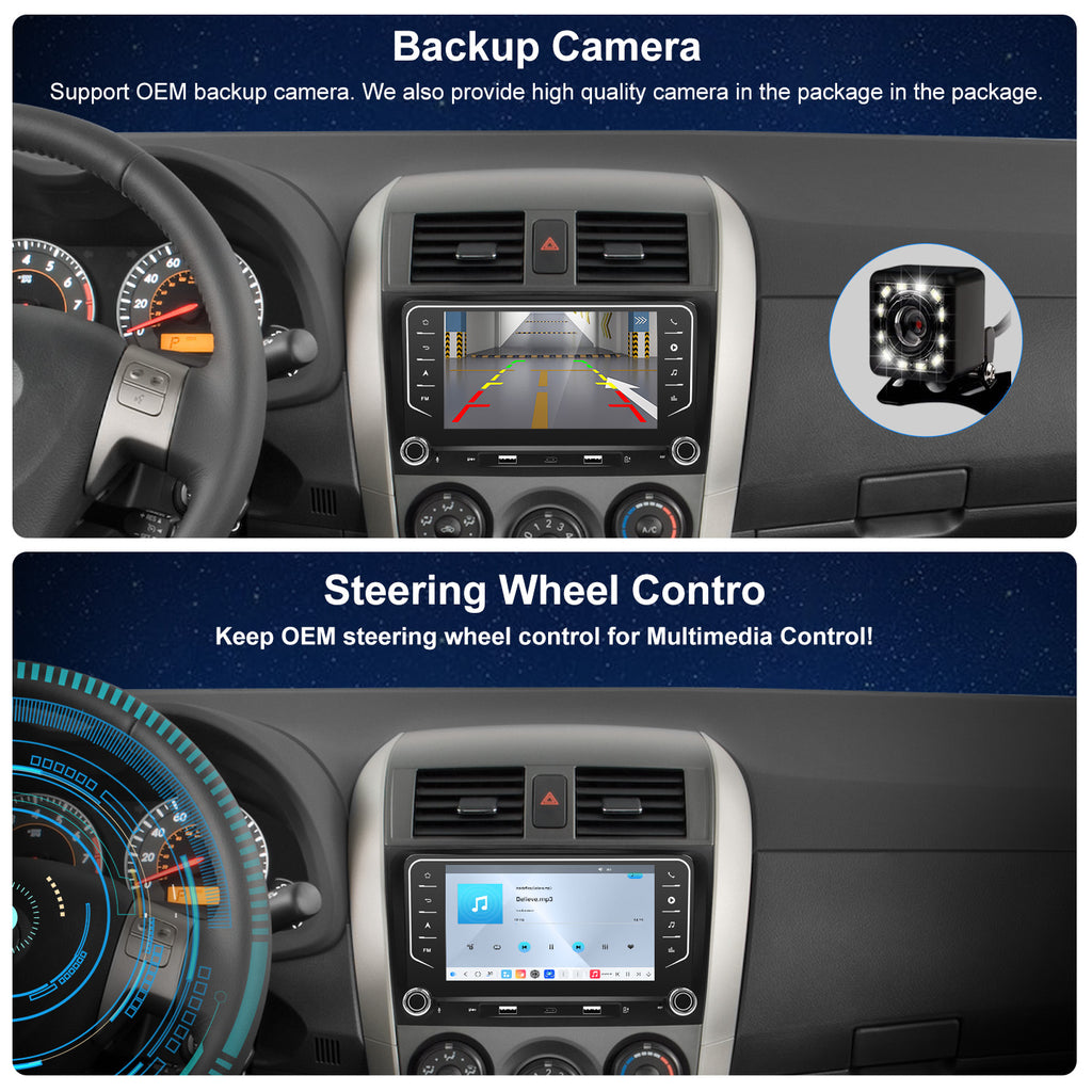 For Toyota Corolla 2009-2013 Radio upgrade,9-inch QLED 8-Core CPU,touch screen Stereo,Wireless CarPlay & Android Auto,keep OEM Controls