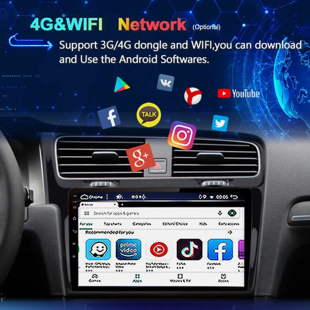 For Volkswagen Golf 2012-2021 Radio upgrade,10.1 inch QLED 8-Core CPU,touch screen Stereo,Wireless CarPlay & Android Auto,keep OEM Controls