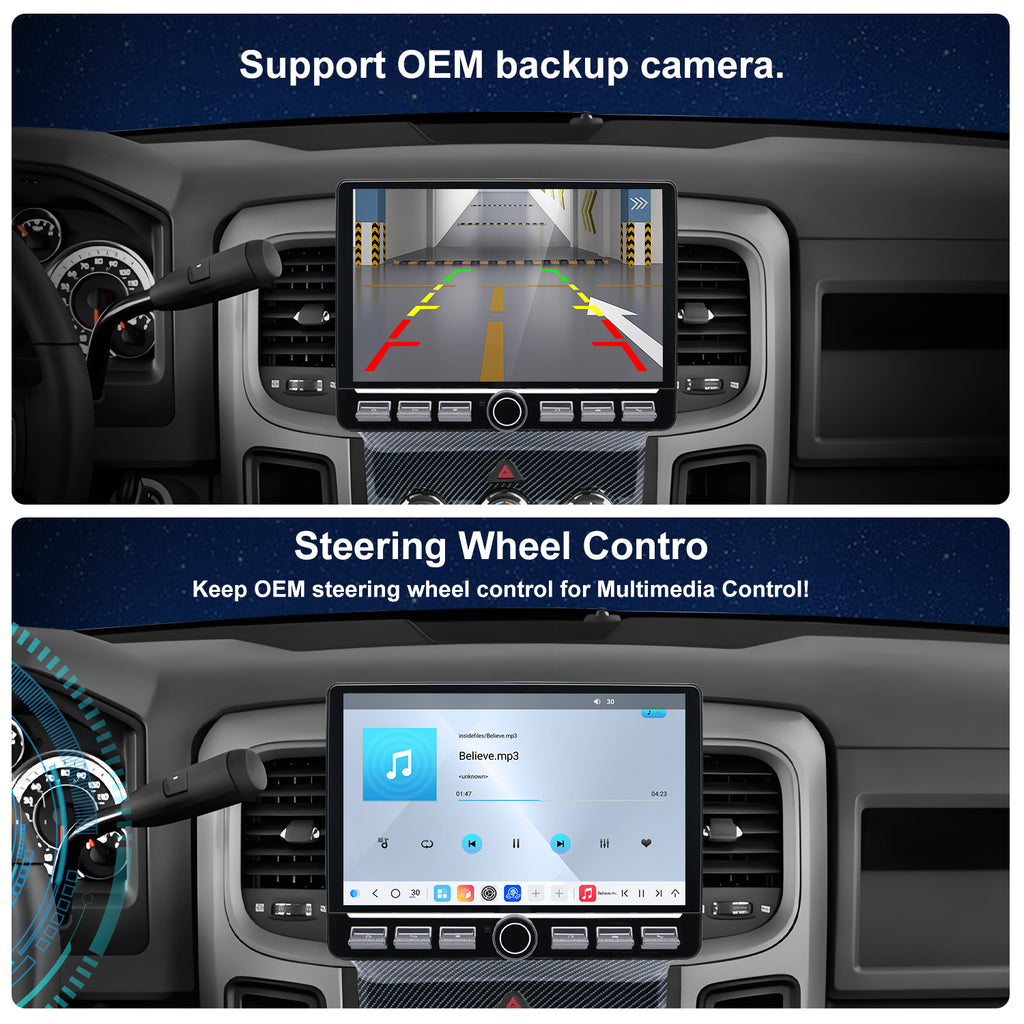For Dodge RAM Classic 2019-2024 Radio upgrade,10.1-inch QLED 8-Core CPU,touch screen Stereo,Wireless CarPlay & Android Auto,Free camera