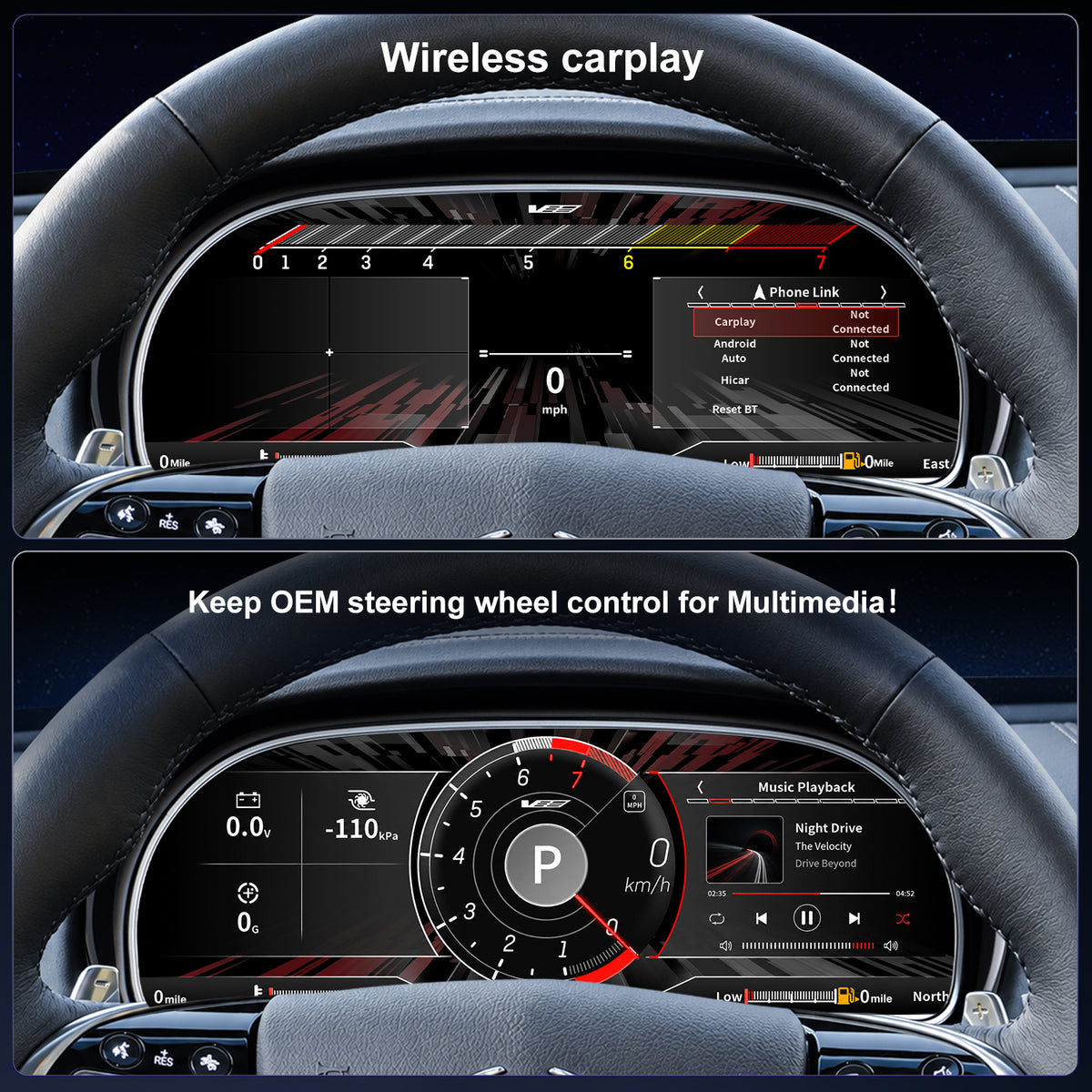 For Cadillac ATS ATS-L 2014-2017 Digital Instrument Cluster, 12.3-inch QLED Screen, Multiple UI, Wireless CarPlay, Direct OEM Replacement