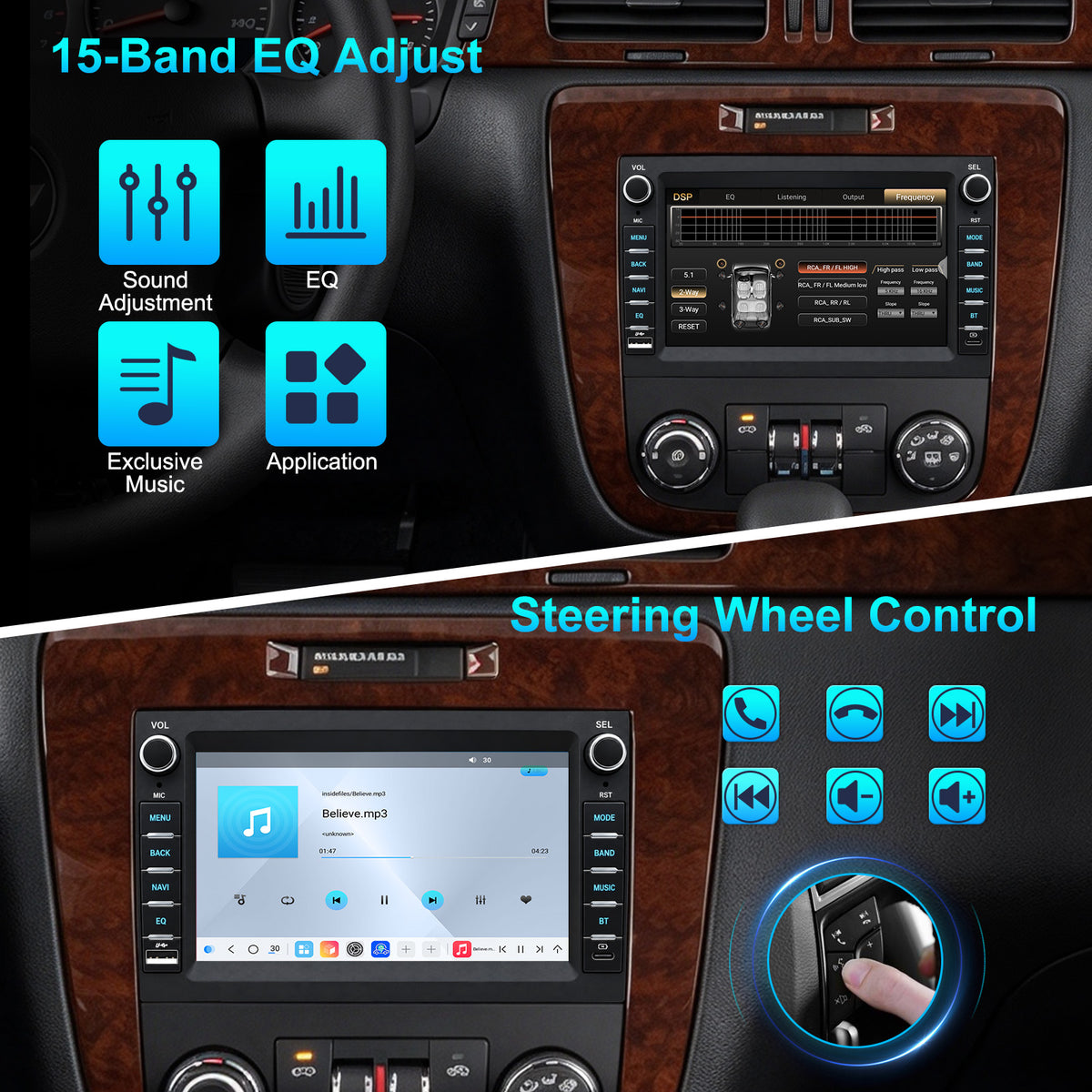 For Chevrolet Chevy Impala 2006-2013 Radio Upgrade, 7-inch QLED Touch Screen Stereo, 8-Core CPU, Wireless CarPlay & Android Auto, Retains OEM Controls, Free Backup Camera Included