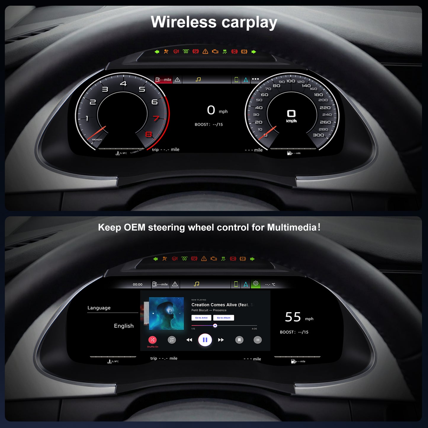 Audi A4 Digital Instrument Cluster 2009 / 2010 / 2011 / 2012 | 12.3" QLED - Topdisplay