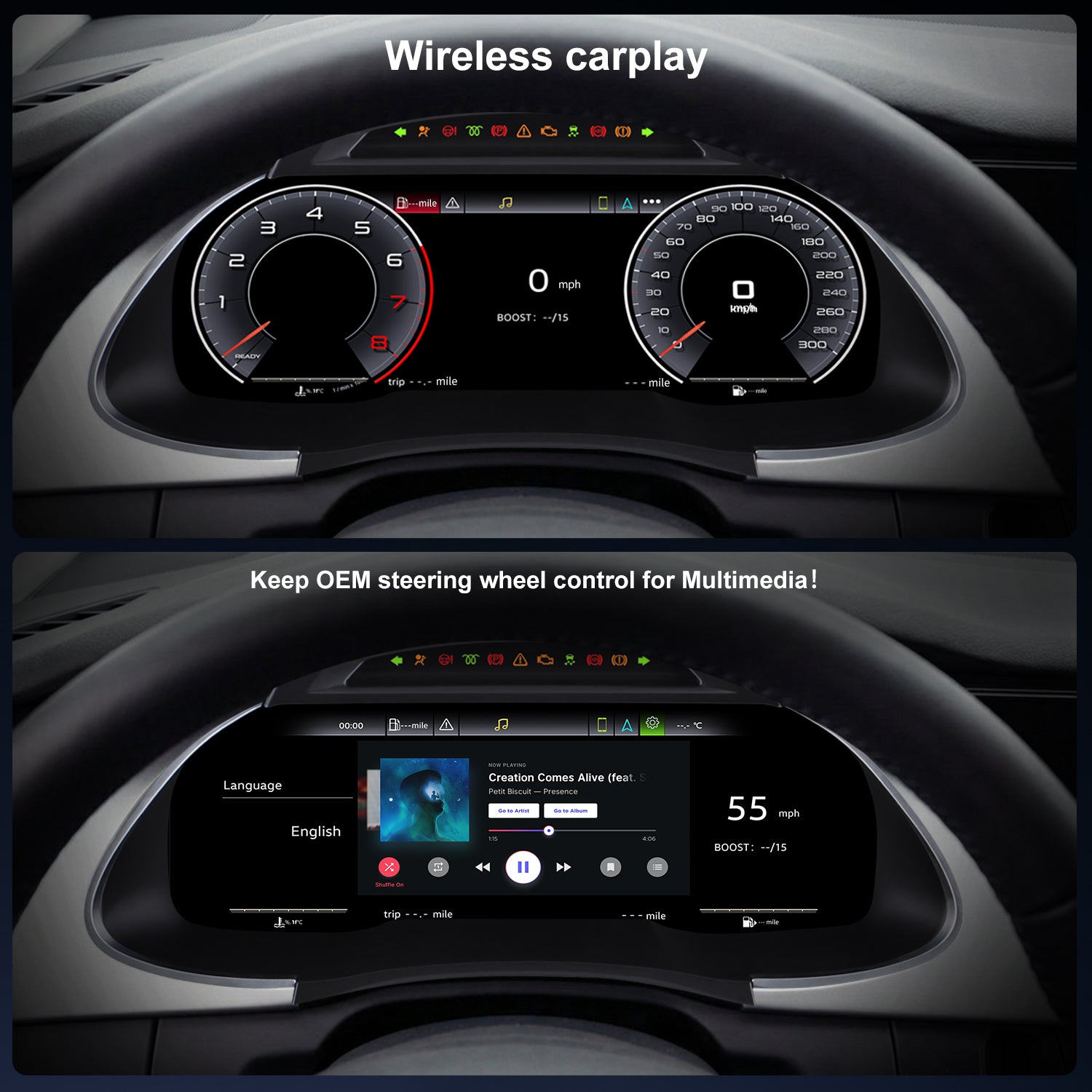 Audi A4 Digital Instrument Cluster 2009 / 2010 / 2011 / 2012 | 12.3" QLED - Topdisplay