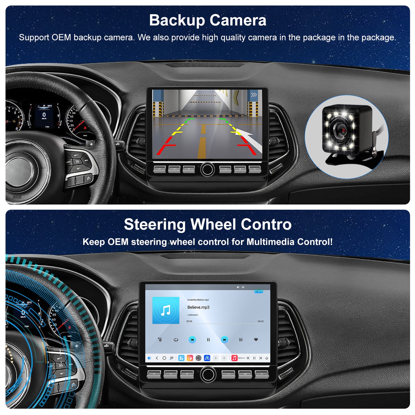 Jeep Compass Radio 2018-2021 Upgrade CarPlay Screen- 2018 2019 2020 2021 Topdisplay Upgrade Stereo Headunit Apple Carplay Android Auto Pantalla Estéreo