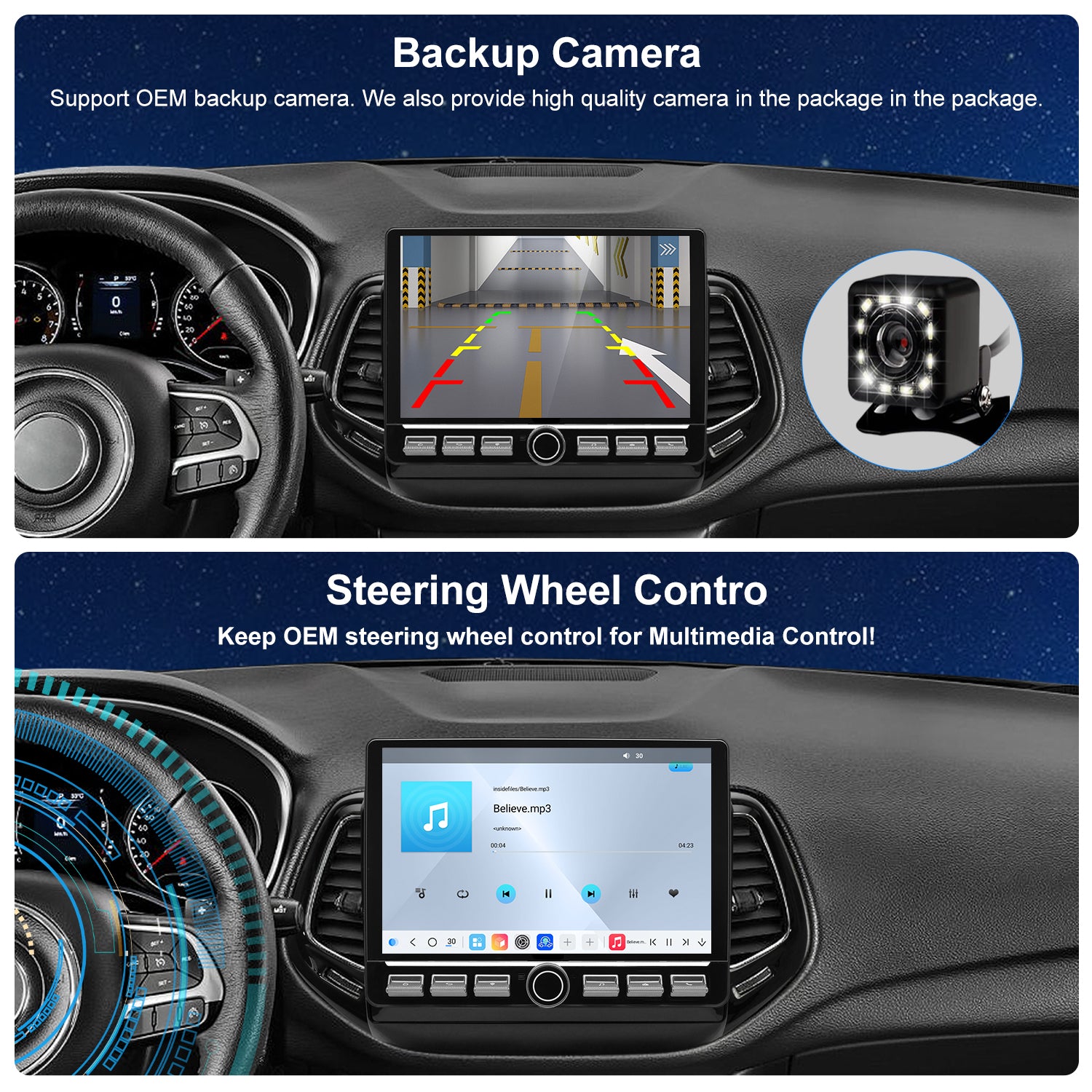 Jeep Compass Radio 2018-2021 Upgrade CarPlay Screen- 2018 2019 2020 2021 Topdisplay Upgrade Stereo Headunit Apple Carplay Android Auto Pantalla Estéreo