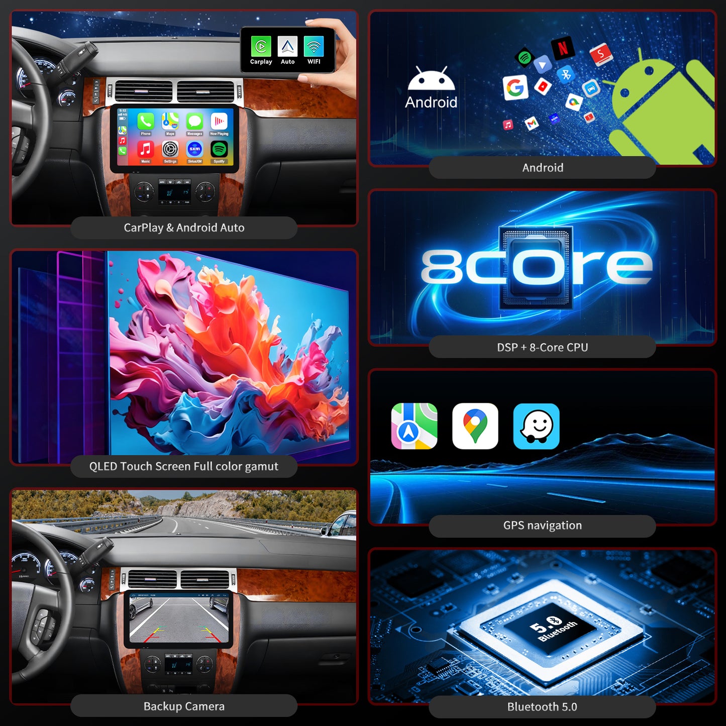 Chevy Tahoe Radio upgrade 2007-2013 CarPlay Stereo Screen - Topdisplay 2007 2008 2009 2010 2011 2012 2013 Chevrolet Replacement