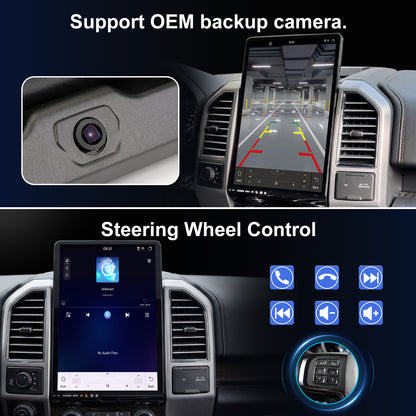 Bigger Screen For Ford F150 2015-2020 Radio upgrade, 15.6-inch QLED 8-Core CPU, touch screen Stereo, Wireless CarPlay & Android Auto, keep OEM Controls
