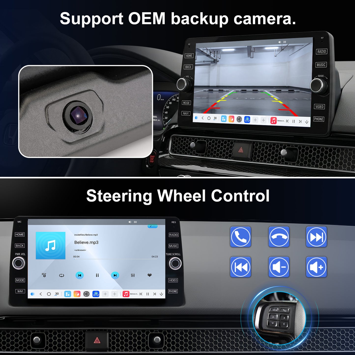 Honda Civic Radio upgrade 2022-2025 CarPlay Stereo Screen - Topdisplay 2022 2023 2024 2025 Replacement Headunit Apple Android Auto Accessories Pantalla Estéreo