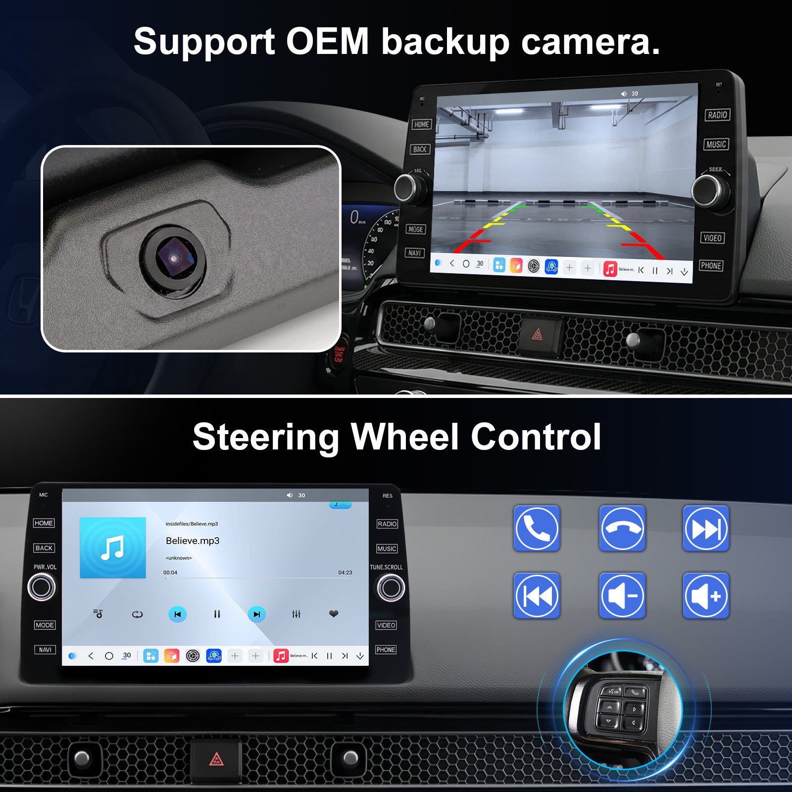 Honda Civic Radio upgrade 2022-2025 CarPlay Stereo Screen - Topdisplay 2022 2023 2024 2025 Replacement Headunit Apple Android Auto Accessories Pantalla Estéreo