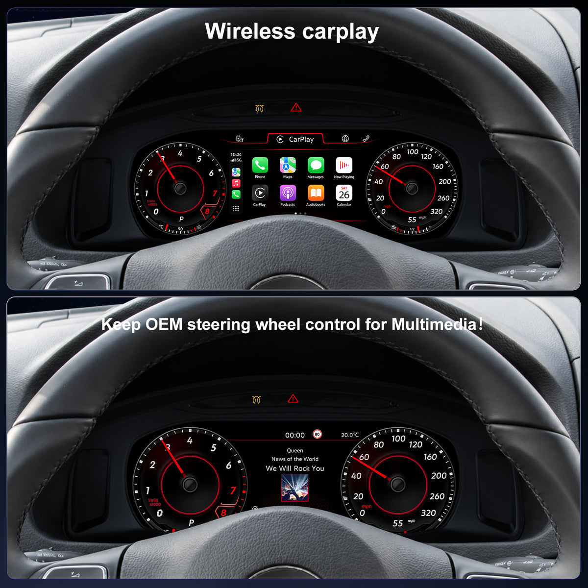 For Volkswagen Multivan T5 2012-2019 Digital Instrument Cluster, 10.25-inch QLED Screen, Multiple UI, Wireless CarPlay, Direct OEM Replacement
