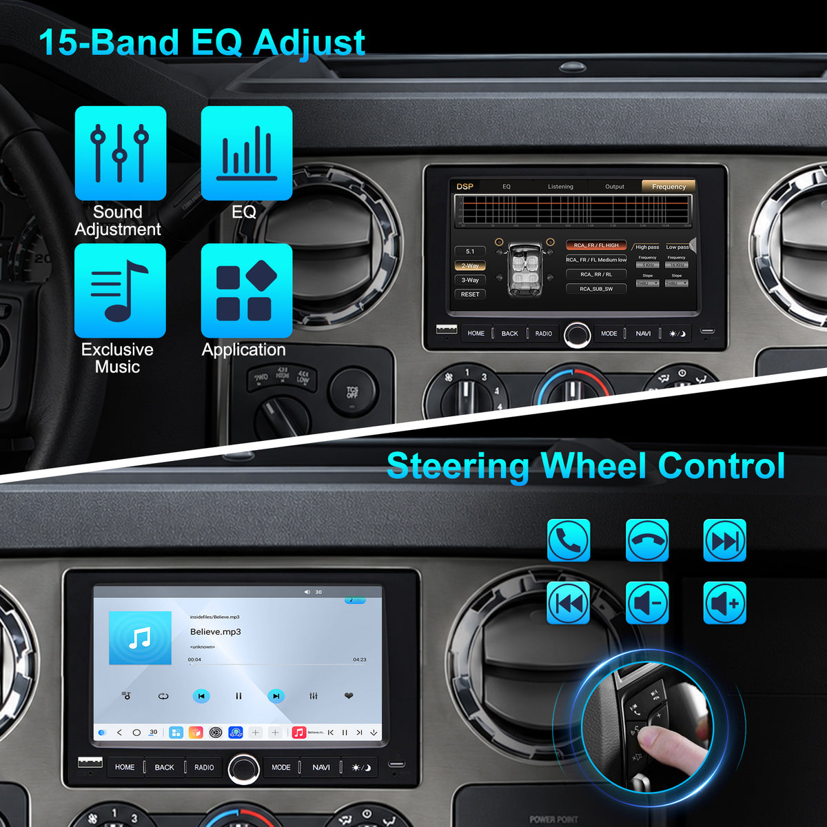 For Ford F350 2005-2012 Radio upgrade, 6.8-inch QLED  8-Core CPU, touch screen Stereo, Wireless CarPlay & Android Auto,keep OEM Controls, Free backup camera included