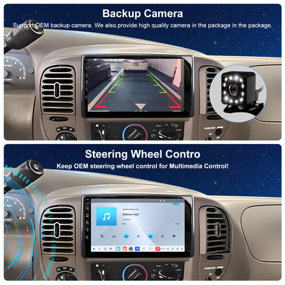 Ford F150 Stereo replacement 1999-2003 CarPlay Radio Screen-Topdisplay 1999 2000 2001 2002 2003 F150 Upgrade Headunit Apple Carplay Android Auto Accessories Pantalla Estéreo