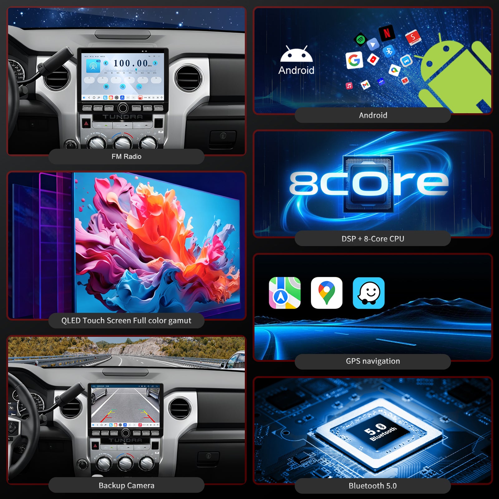 Toyota Tundra radio 2014-2021 Upgrade CarPlay Screen- Topdisplay 2014 2015 2016 2017 2018 2019 2020 2021 Toyota Tundra Upgrade Stereo Headunit Apple Carplay Android Auto Pantalla Estéreo