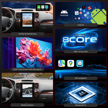 For Lexus GX470 2002-2009 Radio upgrade, 9.7-inch QLED 8-Core CPU,touch screen Stereo,Wireless CarPlay & Android Auto,Free camera