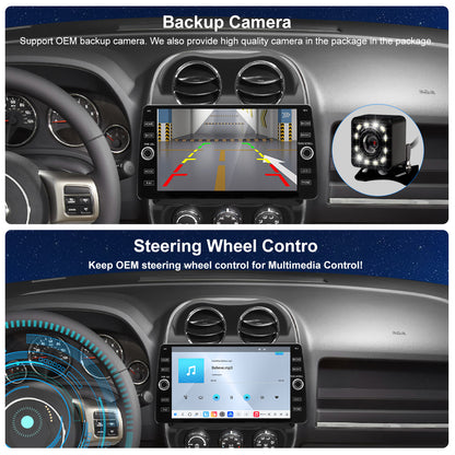 For Jeep Patriot 2010-2016 Radio upgrade,10.2-inch QLED  8-Core CPU,touch screen Stereo,Wireless CarPlay & Android Auto,keep OEM Controls