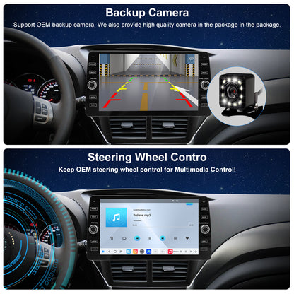 For Subaru Impreza 2008-2012 Radio upgrade,10.2-inch QLED  8-Core CPU,touch screen Stereo,Wireless CarPlay & Android Auto,keep OEM Controls