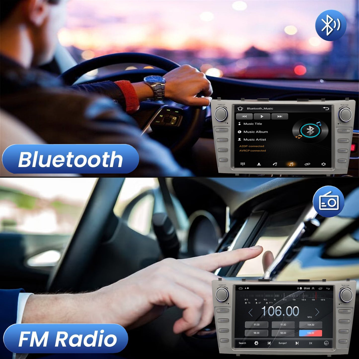 For Toyota Camry 2007-2011 Radio upgrade,9-inch QLED  8-Core CPU,touch screen Stereo,Wireless CarPlay & Android Auto,keep OEM Controls