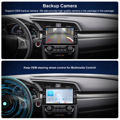 Honda Civic Radio upgrade 2016-2021 CarPlay Stereo Screen - Topdisplay 2016 2017 2018 2019 2020 2021 Replacement Headunit Apple Android Auto Accessories Pantalla Estéreo