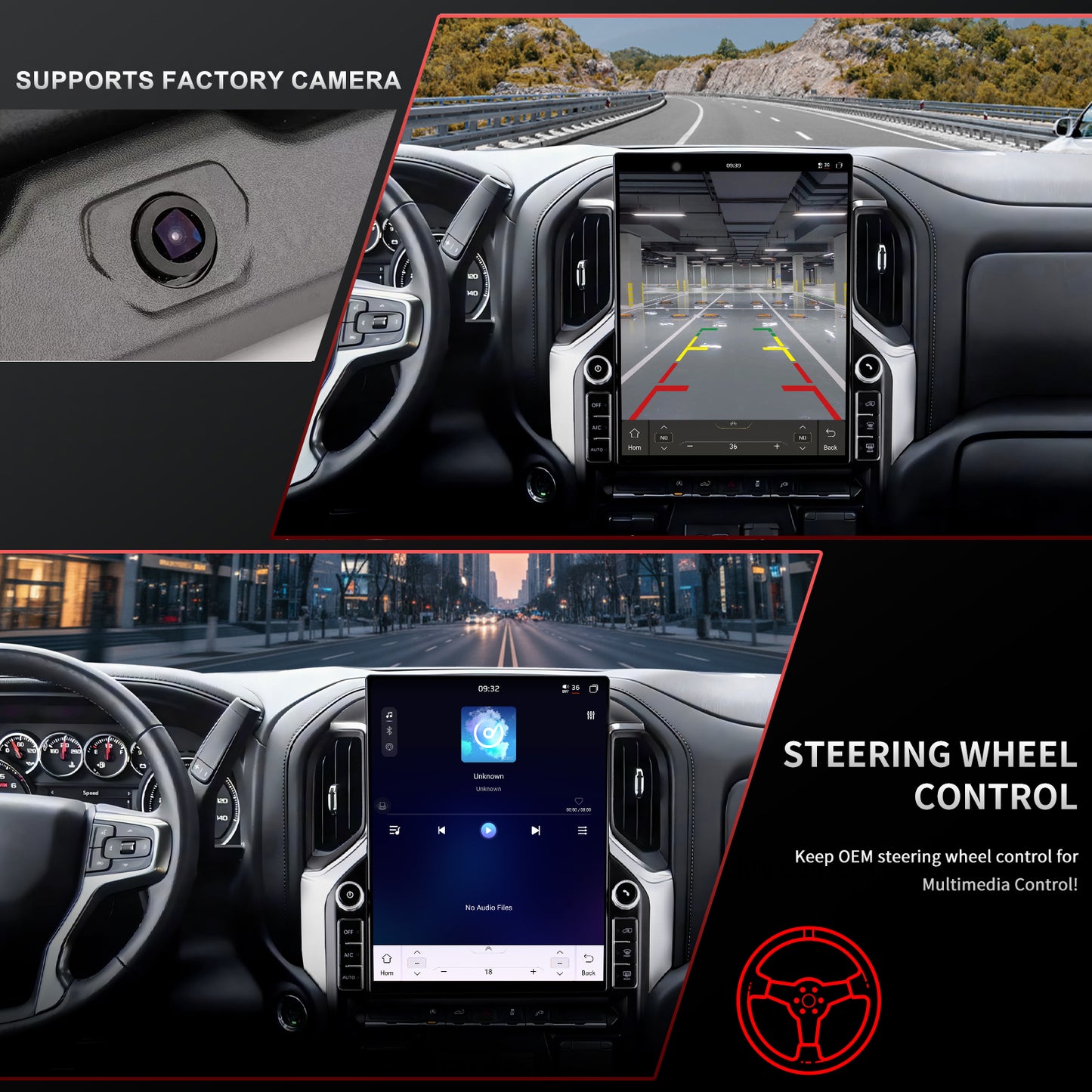 For GMC Sierra 2019-2023 Radio upgrade,15.6-inch QLED 8-Core CPU,touch screen Stereo,Wireless CarPlay & Android Auto,keep OEM Controls
