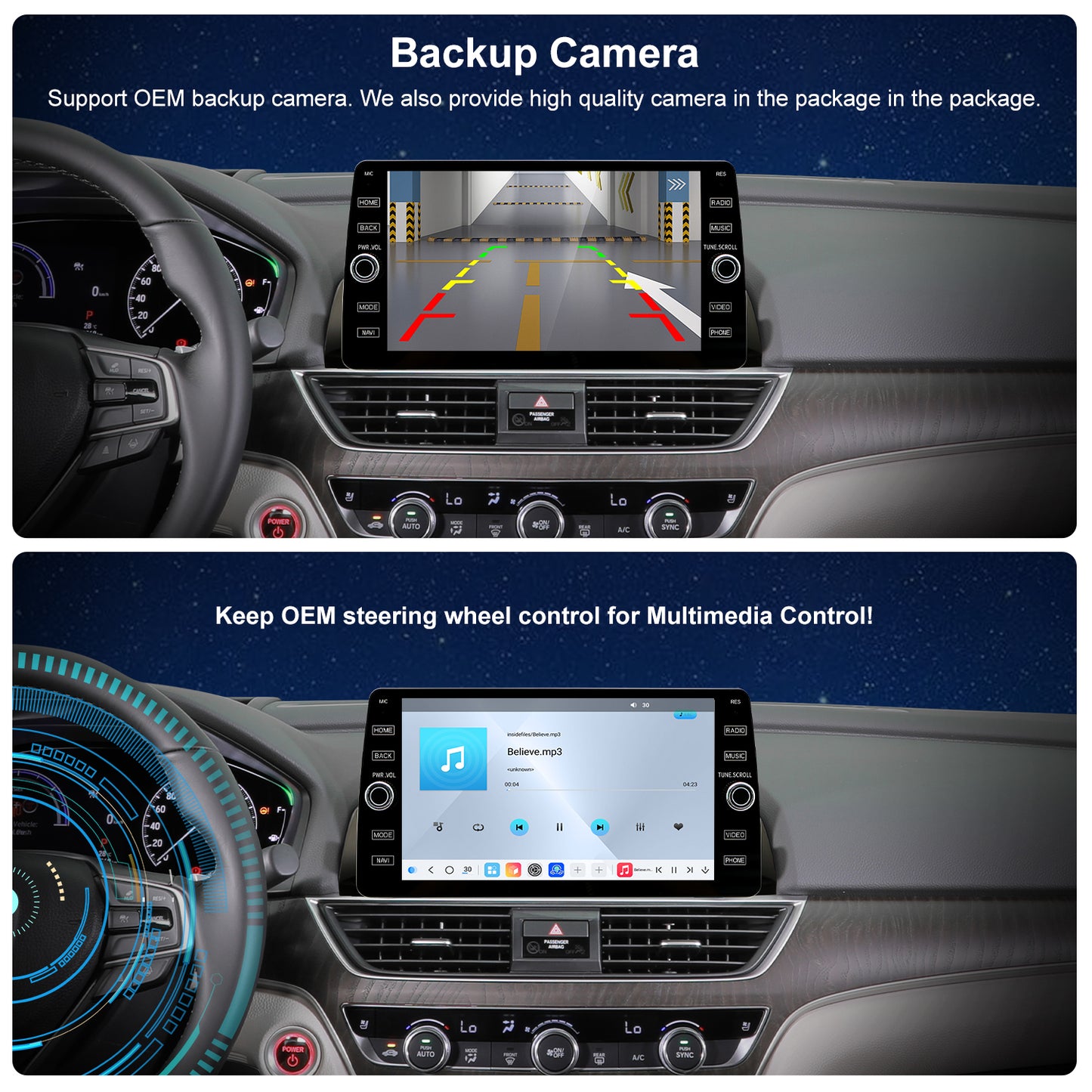 Honda Accord 10th Gen Radio upgrade 2018-2022 CarPlay Stereo Screen-Topdisplay 2018 2019 2020 2021 2022 Replacement Headunit Apple Android Auto Accessories Pantalla Estéreo