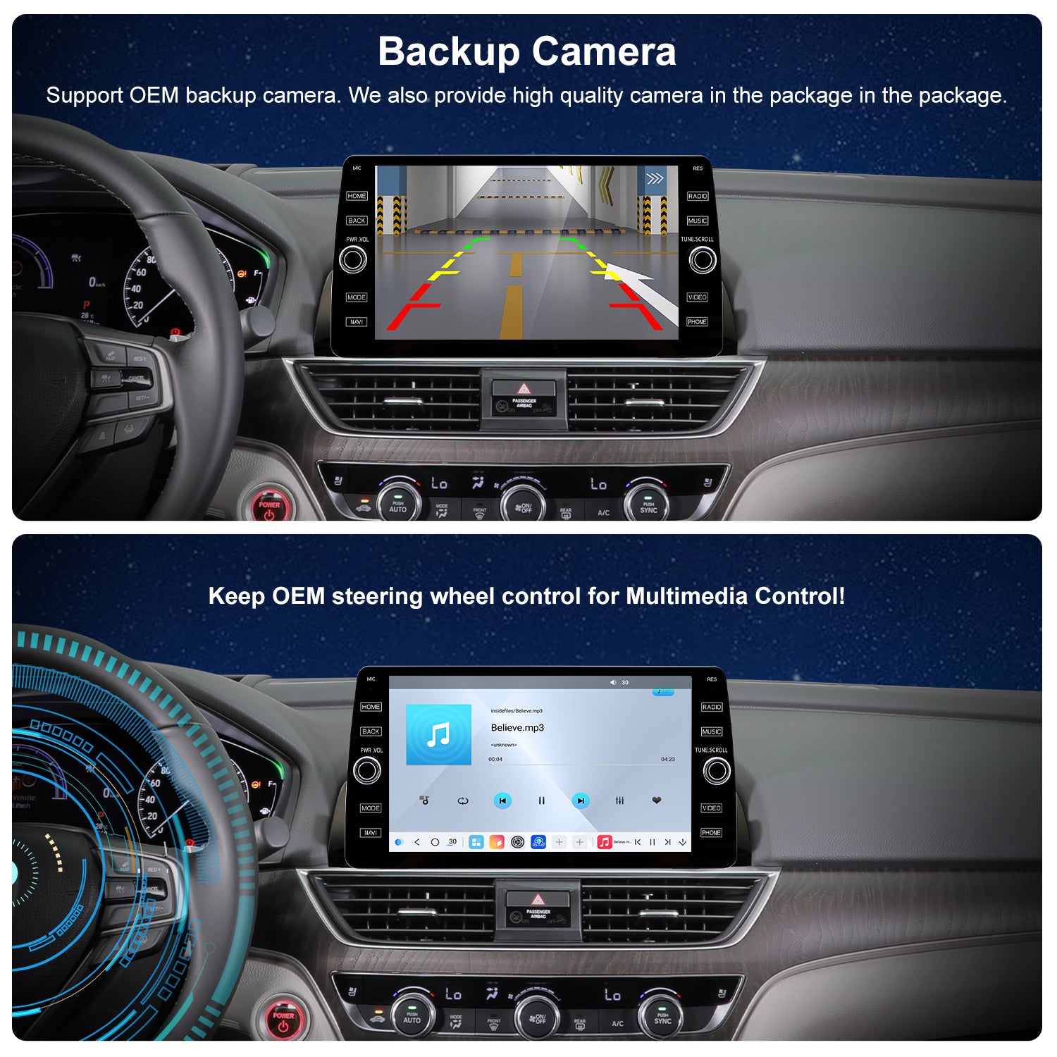 Honda Accord 10th Gen Radio upgrade 2018-2022 CarPlay Stereo Screen-Topdisplay 2018 2019 2020 2021 2022 Replacement Headunit Apple Android Auto Accessories Pantalla Estéreo