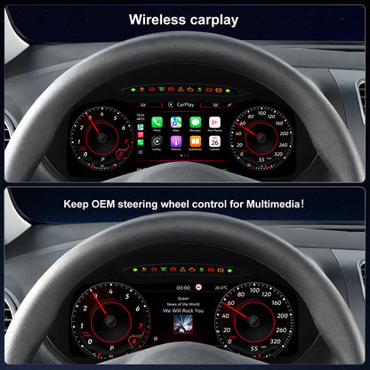For Volkswagen SEAT Leon 2009-2012 Digital Instrument Cluster, 12.3-inch QLED Screen, Multiple UI, Wireless CarPlay, Direct OEM Replacement