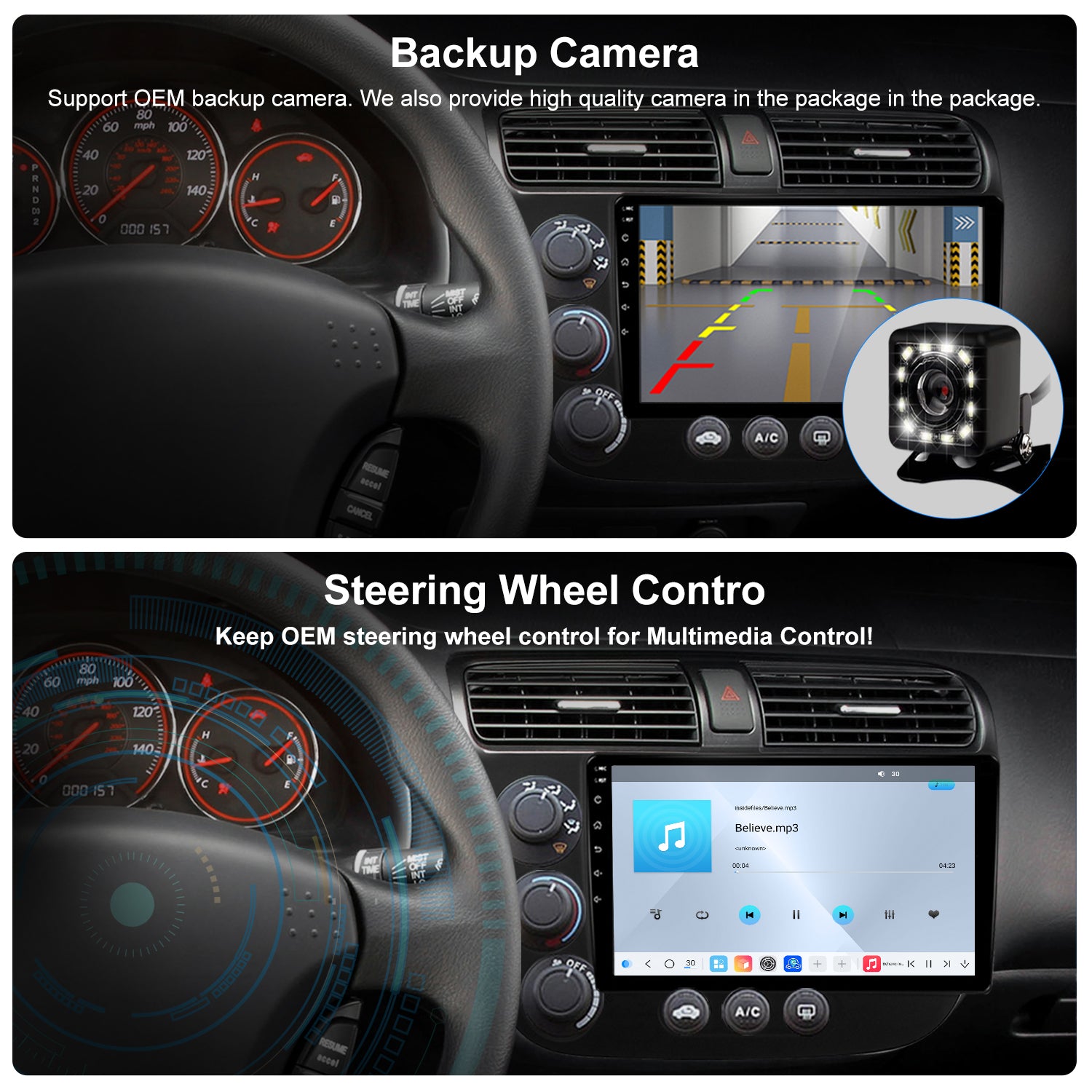 Honda Civic Radio upgrade 2001-2005 CarPlay Stereo Screen - Topdisplay 2001 2002 2003 2004 2005 Replacement Headunit Apple Android Auto Accessories Pantalla Estéreo 