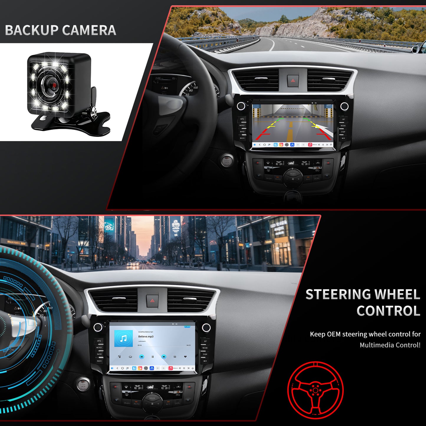 For Nissan Sentra 2013-2019 Radio upgrade,9-inch QLED 8-Core CPU,touch screen Stereo,Wireless CarPlay & Android Auto,keep OEM Controls