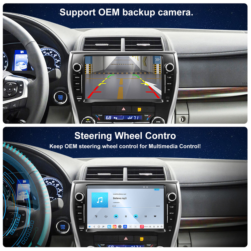 For Toyota Camry 2015-2017 Radio upgrade,9-inch QLED  8-Core CPU,touch screen Stereo,Wireless CarPlay & Android Auto,keep OEM Controls