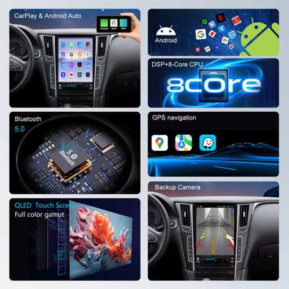 Infiniti Q50L Radio upgrade 2015-2023 CarPlay Stereo Screen-Topdisplay 2015 2016 2017 2018 2019 2020 2021 2022 2023 Infiniti Q50L Replacement Headunit Apple Android Auto Accessories Pantalla Estéreo