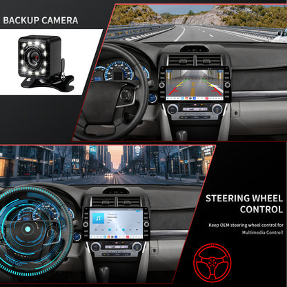 For Toyota Camry 2012-2014 Radio upgrade,10.2-inch QLED  8-Core CPU,touch screen Stereo,Wireless CarPlay & Android Auto,keep OEM Controls