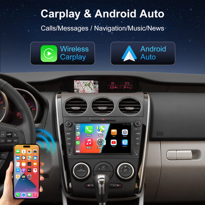 For Mazda CX-7 2006-2012 Radio upgrade, 8-inch QLED 8-Core CPU, touch screen Stereo,Wireless CarPlay & Android Auto, keep OEM Controls, Free backup Camera Included