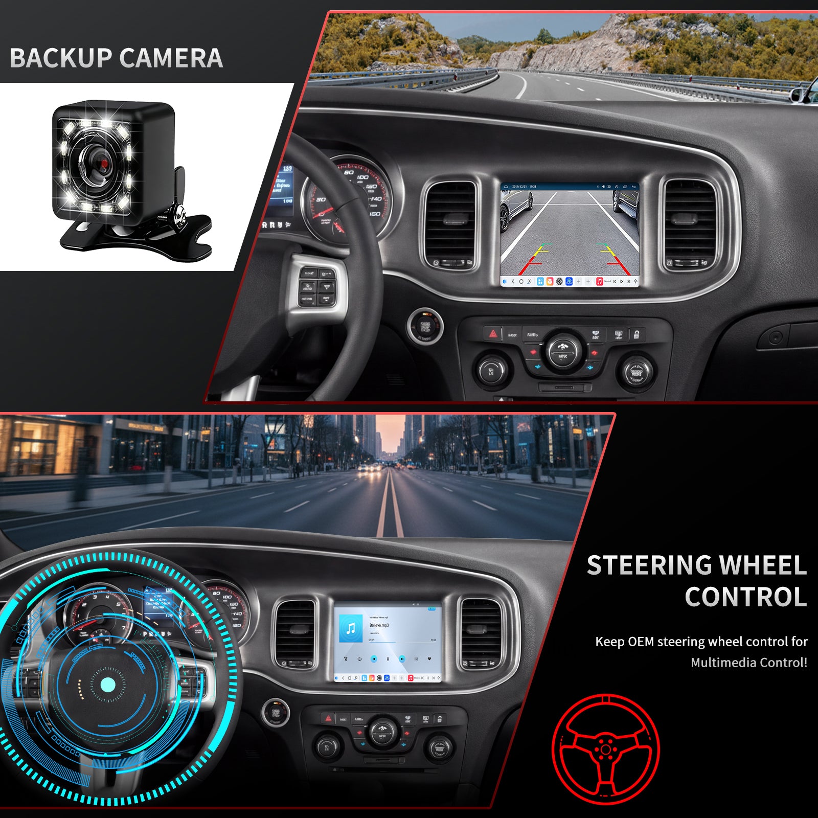 Dodge Journey Radio upgrade 2011-2019 CarPlay Stereo Screen-Topdisplay 2011 2012 2013 2014 2015 2016 2017 2018 2019 Replacement Headunit Apple Android Auto Accessories Pantalla Estéreo