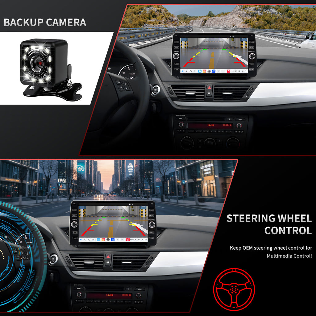 For BMW X1 E84 2010-2015 Radio upgrade,10.2-inch QLED  8-Core CPU,touch screen Stereo,Wireless CarPlay & Android Auto,keep OEM Controls