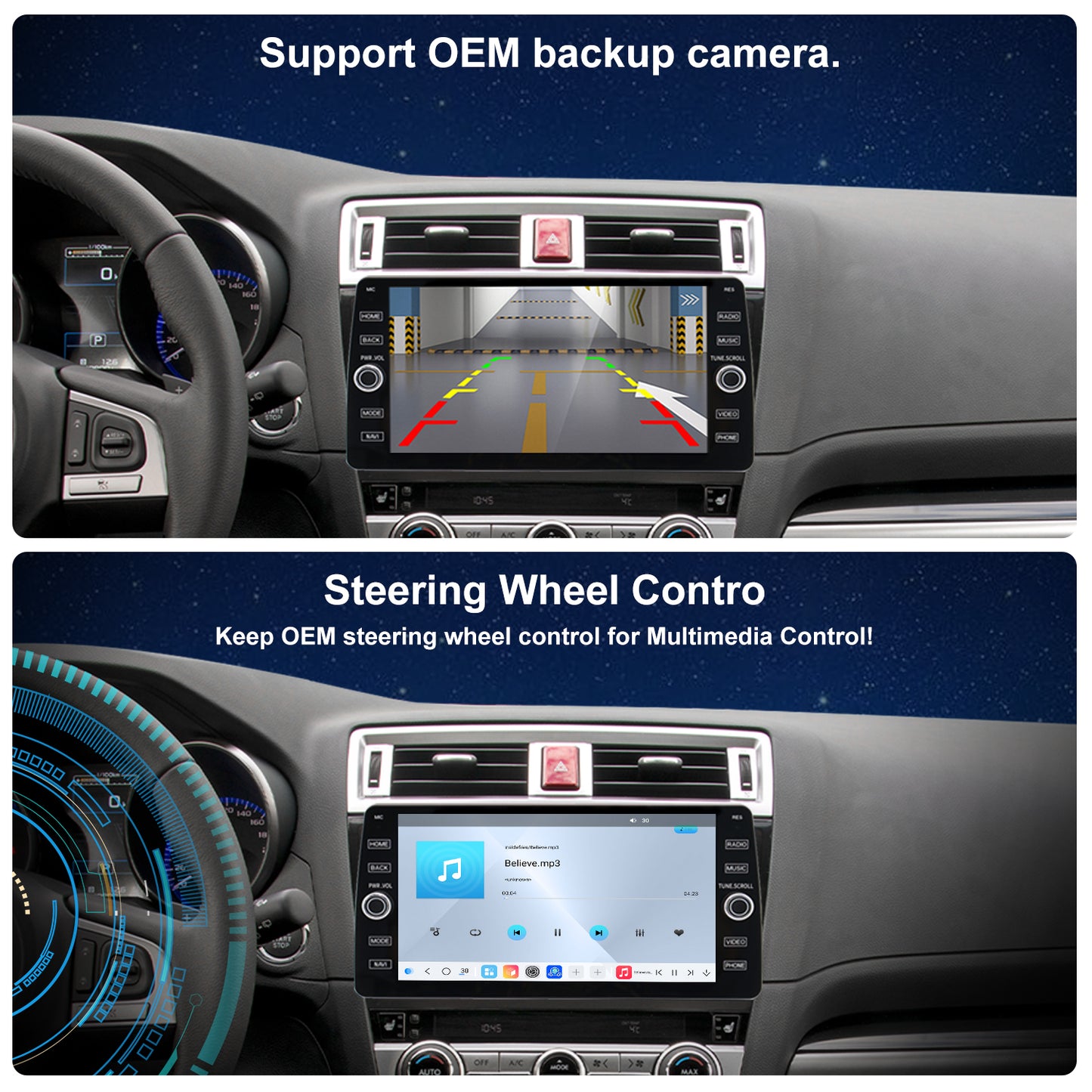 For Subaru Legacy 2015-2019 Radio upgrade,10.2-inch QLED  8-Core CPU,touch screen Stereo,Wireless CarPlay & Android Auto,keep OEM Controls