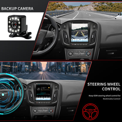 For Ford Focus 2012-2018 Radio upgrade, 9.7-inch QLED 8-Core CPU,touch screen Stereo,Wireless CarPlay & Android Auto,Free camera
