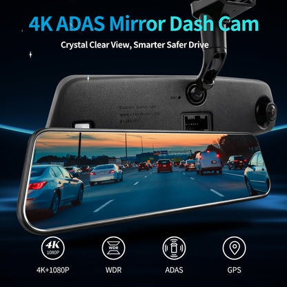 4K Mirror Dash Cam for Ford F150 2011–2025, Front 4K + Rear 1080P Camera, Integrated Replacement OEM Look, Plug & Play, Includes Free 64GB Card