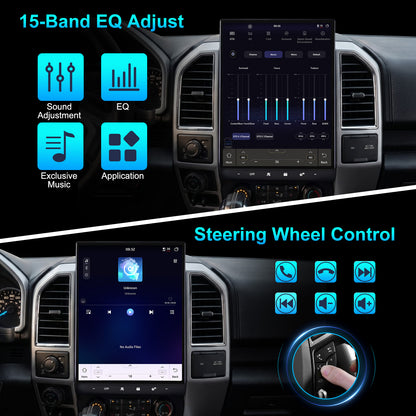 For Ford F350 2017-2021, 15.6-inch QLED Car Radio & Touch Screen Stereo, 8-Core CPU, Wireless CarPlay & Android Auto, Retain OEM Controls