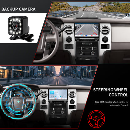 For Ford F150 2009-2012 Radio upgrade,10.1-inch QLED 8-Core CPU,touch screen Stereo,Wireless CarPlay & Android Auto,Free camera,Manual AC ONLY