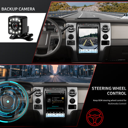 For Ford F150 2009-2012 Radio upgrade,12.1-inch QLED 8-Core CPU,touch screen Stereo,Wireless CarPlay & Android Auto,Manual AC Only