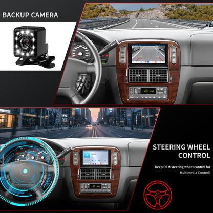 For Ford Explorer 2002-2005 Radio upgrade,7-inch QLED 8-Core CPU,touch screen Stereo,Wireless CarPlay & Android Auto,Free camera